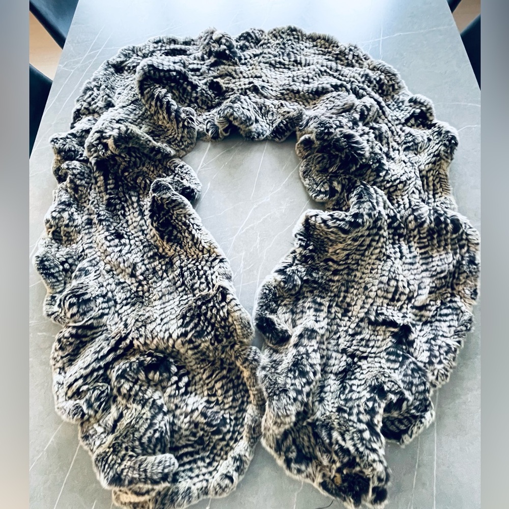 Natural MINK SCARF WITH RUFFLES